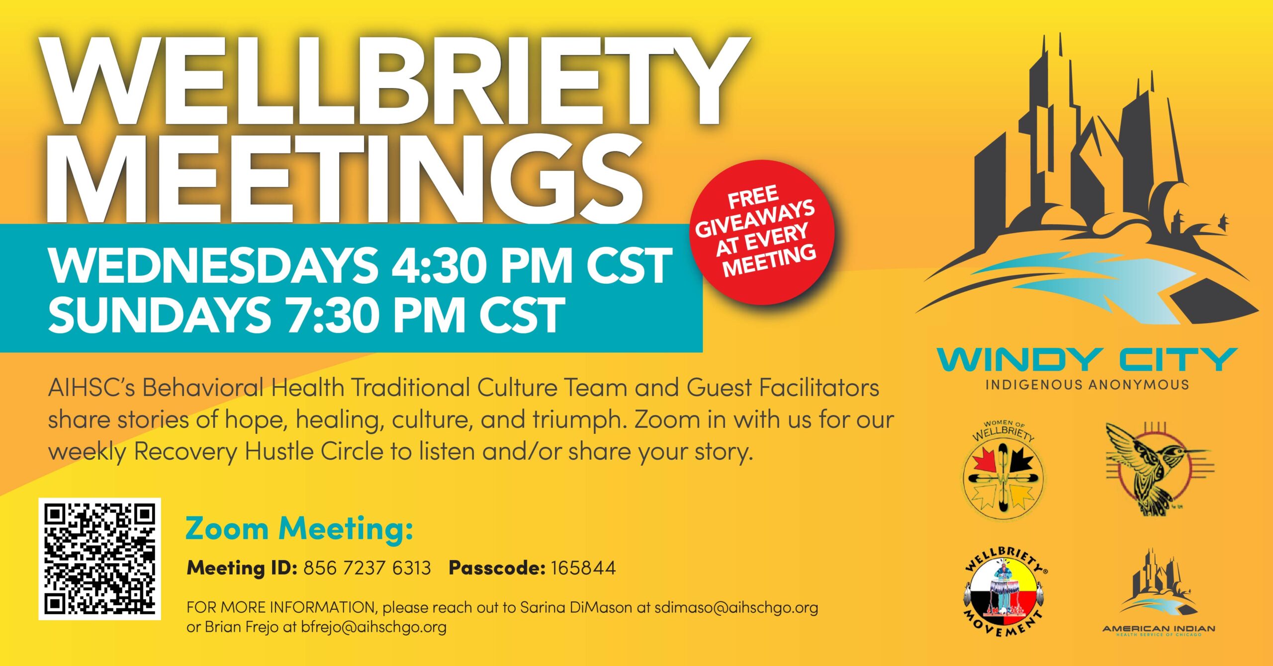 Wellbriety Meetings Windy CIty Indigenous Anonymous and American Indian Health Service of Chicago