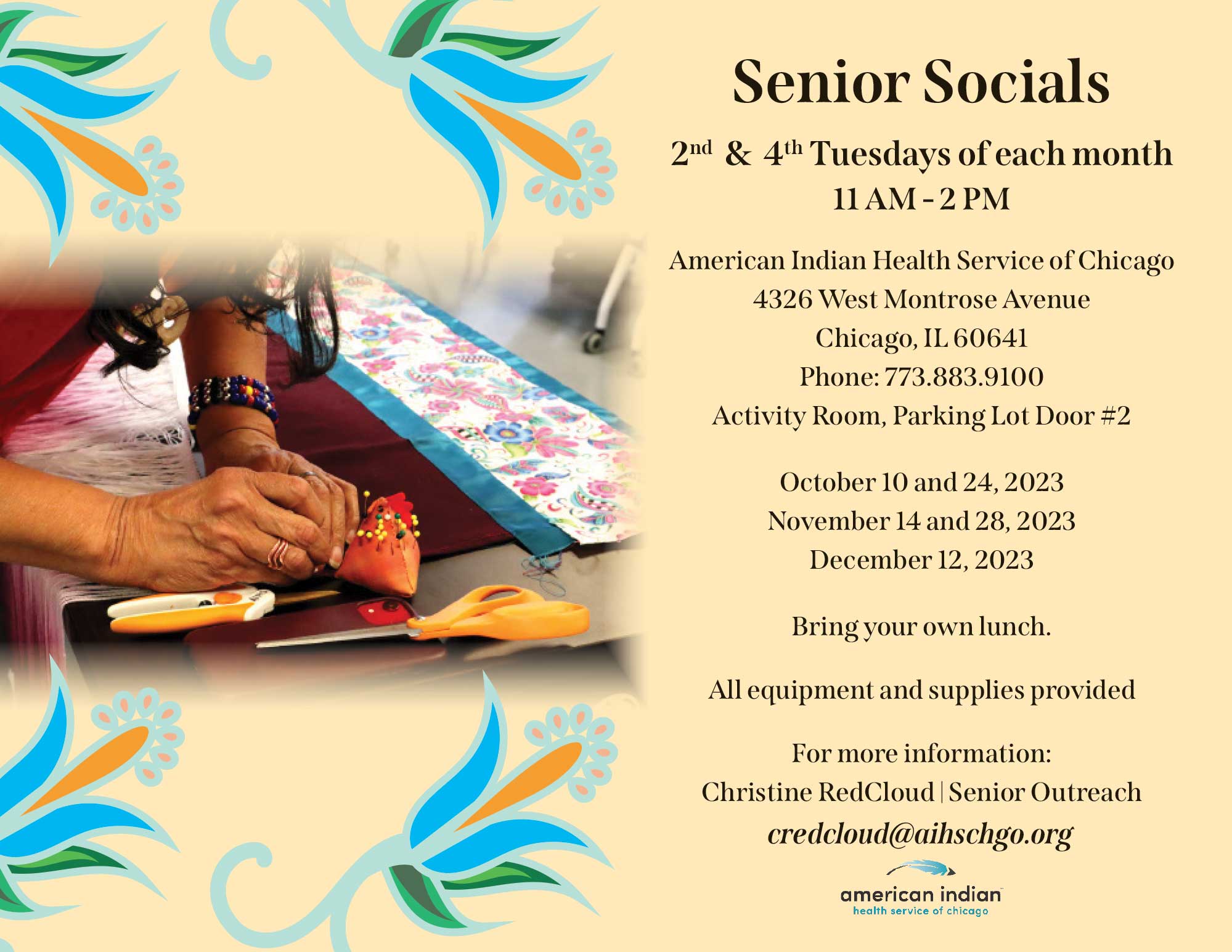 Senior Socials Flyer American Indian Health Service of Chicago
