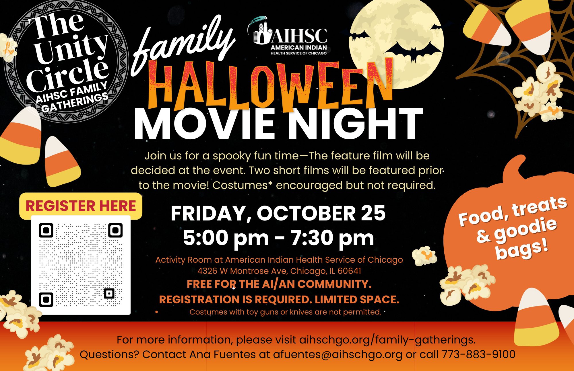 Halloween Movie Night UNity CIrcle American Indian Health Service of Chicago